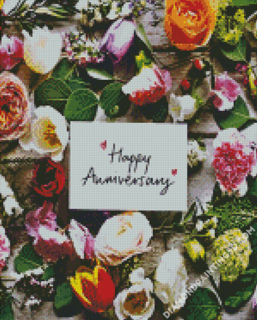 Happy Anniversary Flowers Diamond Paintings