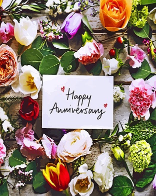 Happy Anniversary Flowers Diamond Paintings