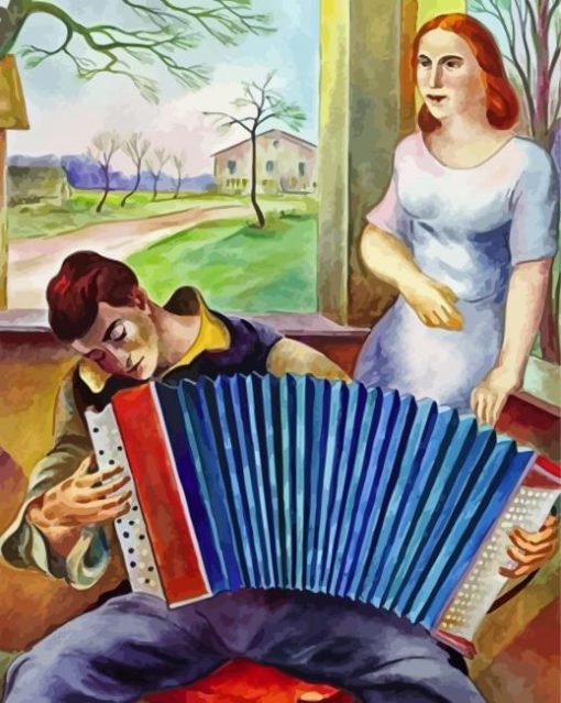 Man Playing Accordian Diamond Paintings