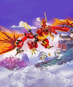 Red Dragon Attack Diamond Paintings