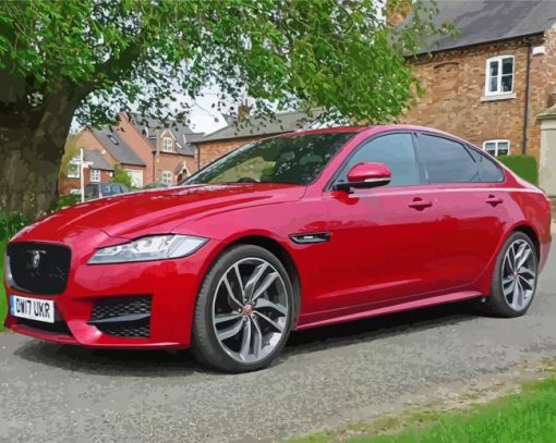 Red Jaguar XF Car Diamond Paintings