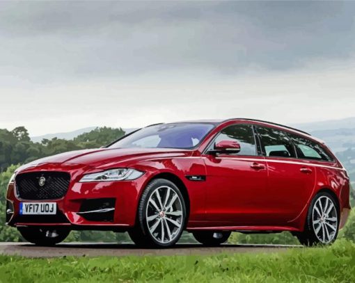 Red Jaguar XF Sport Car Diamond Paintings