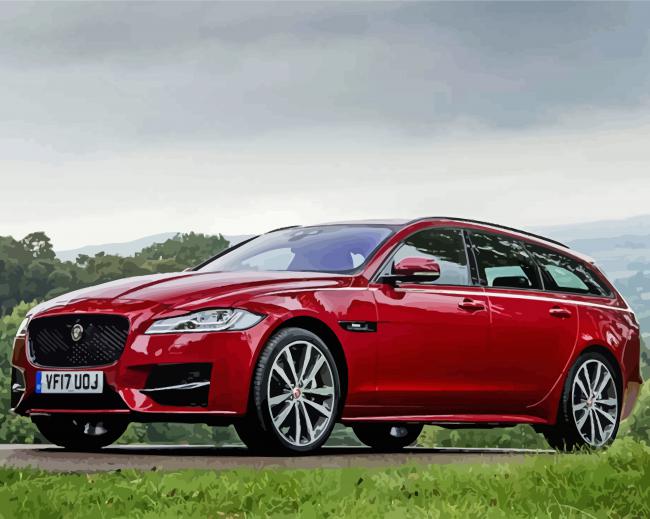 Red Jaguar XF Sport Car Diamond Paintings