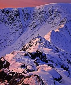 Snowy Striding Edge Sunset Diamond Paintings