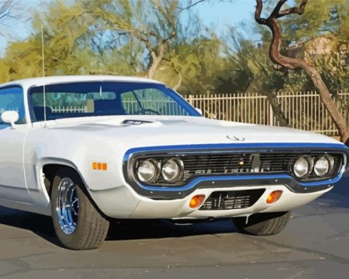 White 1971 Roadrunner Diamond Paintings