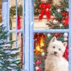 White Dog In Christmas Diamond Paintings