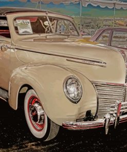 White Vintage Mercury Convertible Diamond Paintings