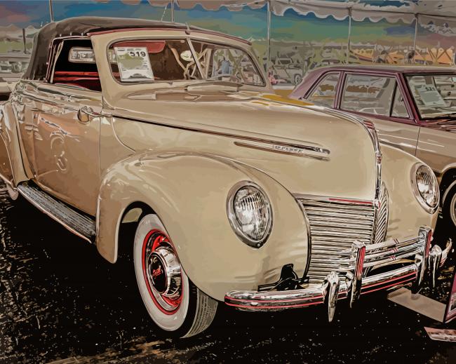 White Vintage Mercury Convertible Diamond Paintings