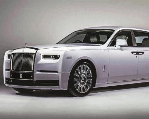 White Rolls Royce Car Diamond Paintings