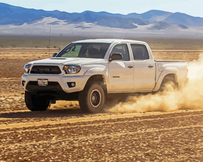 White Truck In Desert Diamond Paintings