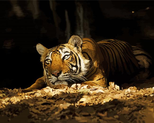 Wild Tiger In The Night Diamond Paintings