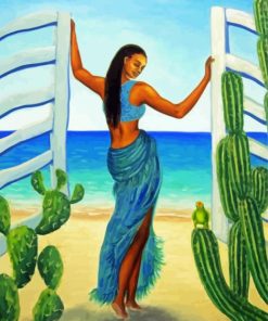 Woman And Door Beach Diamond Paintings