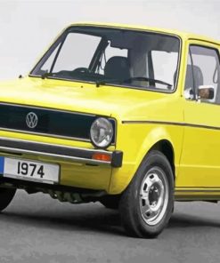 Yellow Vw Golf Car Diamond Paintings