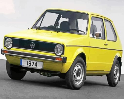 Yellow Vw Golf Car Diamond Paintings