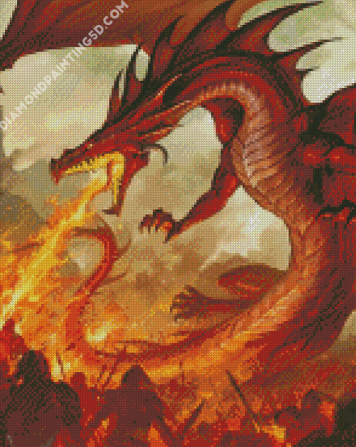 Dragon Breathing Fire Diamond Paintings