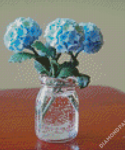 Hydrangeas In Jar Of Flowers Diamond Paintings