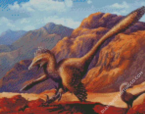 Aesthetic Velociraptor Illustration Diamond Paintings