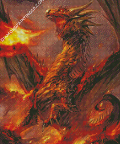 Cool Dragon Breathing Fire Diamond Paintings