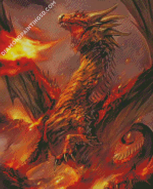 Cool Dragon Breathing Fire Diamond Paintings