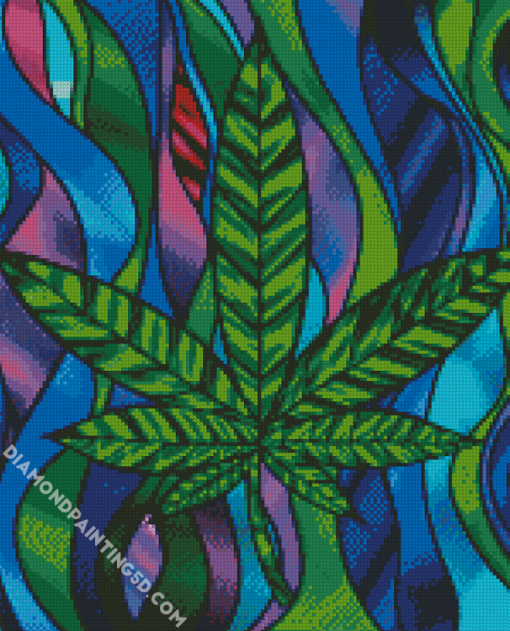 Green Marijuana Leaf Art Diamond Paintings