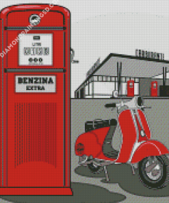 Red Lambretta Diamond Paintings