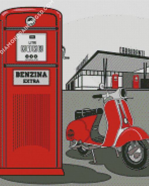 Red Lambretta Diamond Paintings