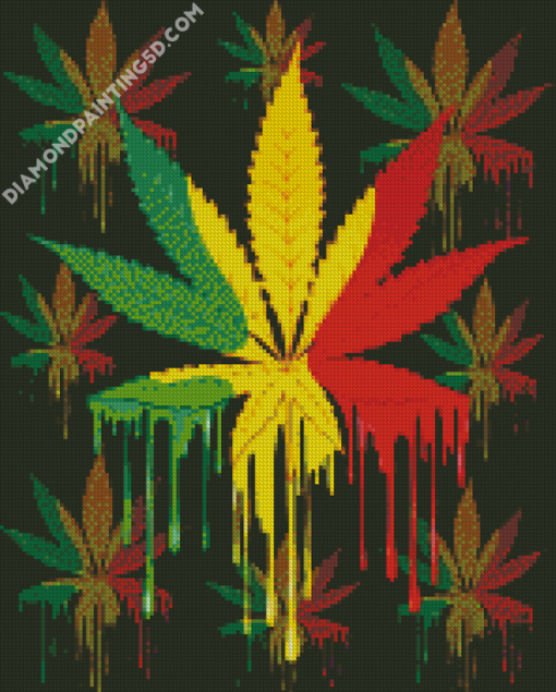 Splatter Marijuana Leaf Art Diamond Paintings