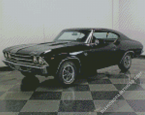 Black 1969 Chevy Chevelle Car Diamond Paintings