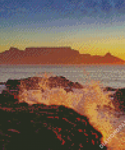 Table Mountain National Park At Sunset Diamond Paintings