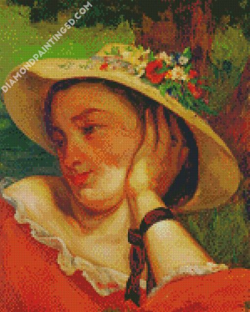 Woman In Straw Hat Art Diamond Paintings