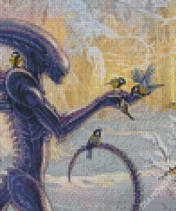 Xenomorph And Birds Diamond Paintings