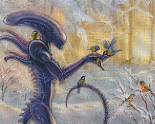 Xenomorph And Birds Diamond Paintings