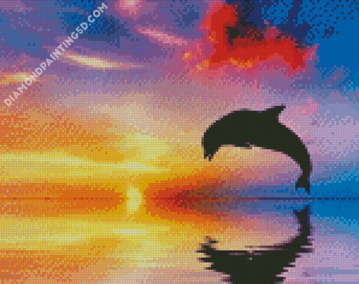 Dolphin At Sunset Diamond Paintings