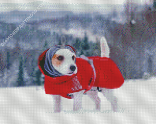 Cute Winter Dog In Snow Diamond Paintings