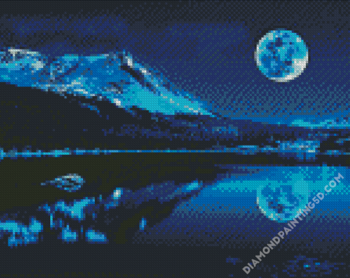 Lake And Full Moon Landscape Diamond Paintings