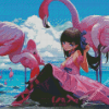 Pink Ballerina With Flamingo Diamond Paintings