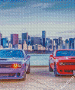 Purple Red Dodge Hellcat Diamond Paintings