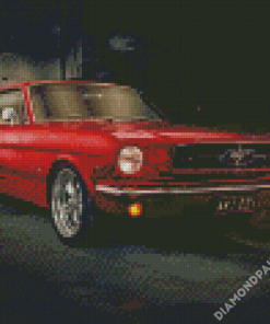 Red 64 Ford Mustang Diamond Paintings