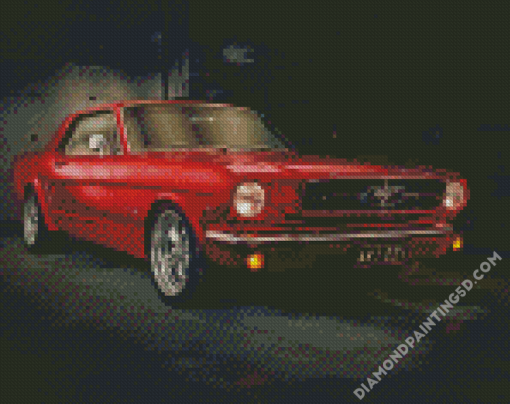 Red 64 Ford Mustang Diamond Paintings