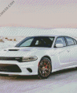 White Dodge Hellcat Diamond Paintings