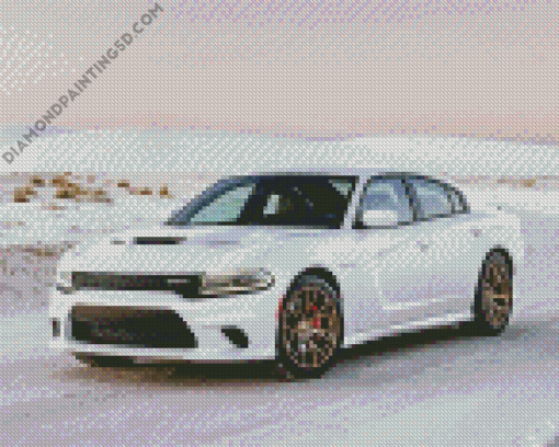 White Dodge Hellcat Diamond Paintings