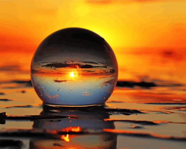 Aesthetic Sunset Through Glass Ball Diamond Paintings