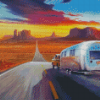 Airstream On Road Diamond Paintings