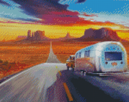 Airstream On Road Diamond Paintings