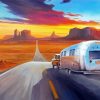 Airstream On Road Diamond Paintings