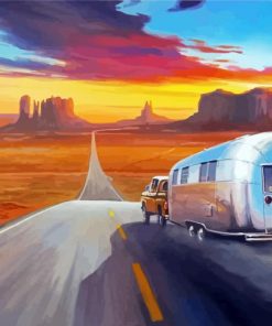 Airstream On Road Diamond Paintings