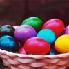 Basket Of Colorful Chicken Eggs Diamond Paintings