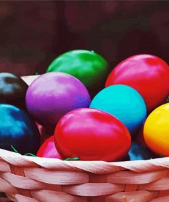 Basket Of Colorful Chicken Eggs Diamond Paintings