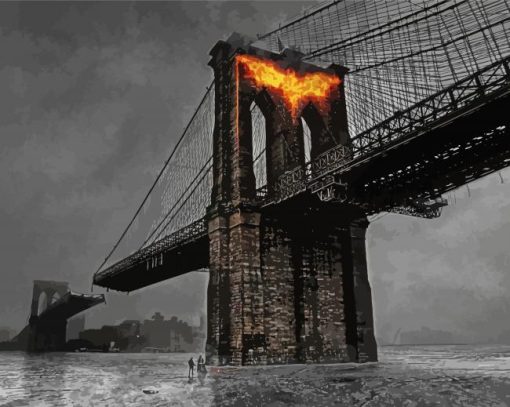 Batman Symbol In Brooklyn Bridge Diamond Paintings