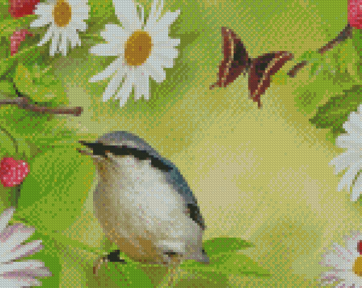 Birds Flowers And Butterflies Diamond Paintings